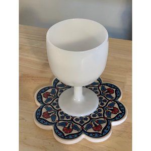 Vintage White Milk Glass Chalice Goblet Loving Cup Vase